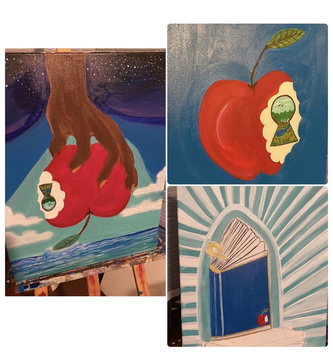 The Mega Bite — triptych painting in three panels